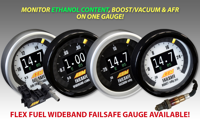 AEM Failsafe Flex fuel Ethanol E85 Boost O2 wideband A/F meter Gauge All in one